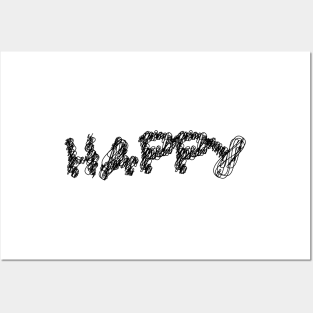 happy scribble art typography for worker Posters and Art